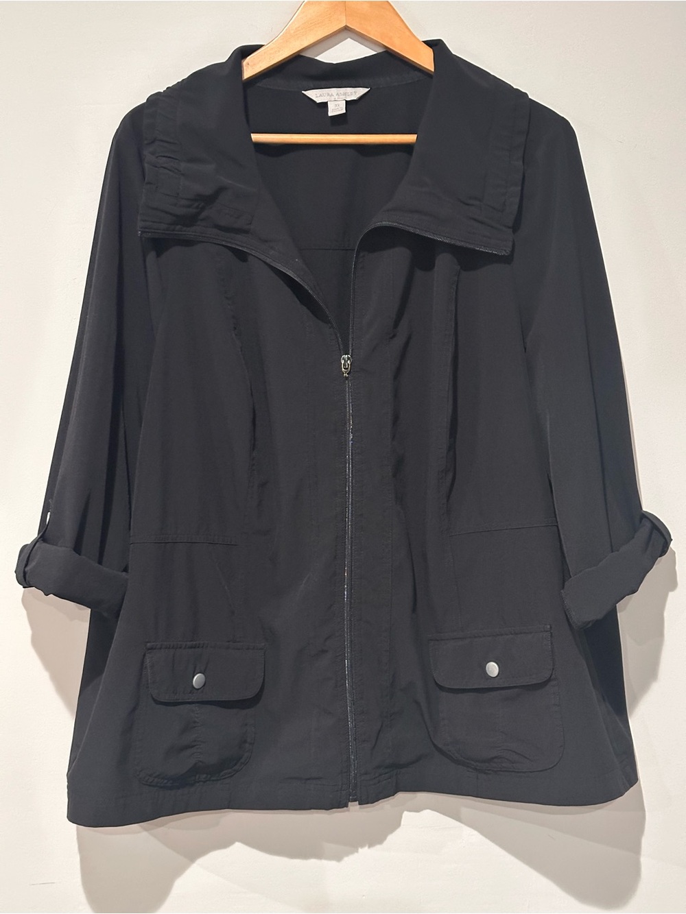Laura Ashley Black Utility Zip-Front Jacket